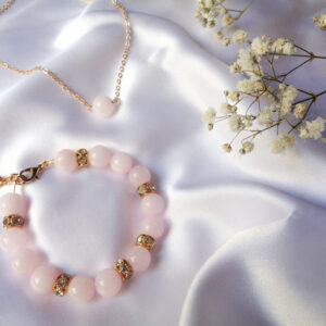 rozen kvarc narukvica i ogrlica